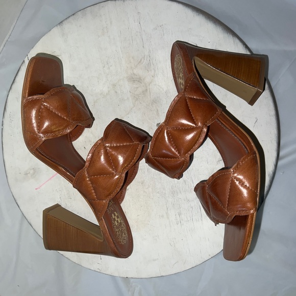 Vince Camuto Renneya Block Heel 2 Strap Sandal Open Toe Caramel Womens Size 6 - Picture 10 of 12